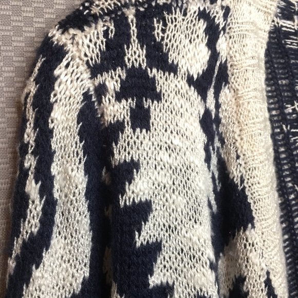 Arizona Jean Co Women Ivory/Blue Open Front Knit Cardigan Sweater Size Medium - Picture 11 of 11